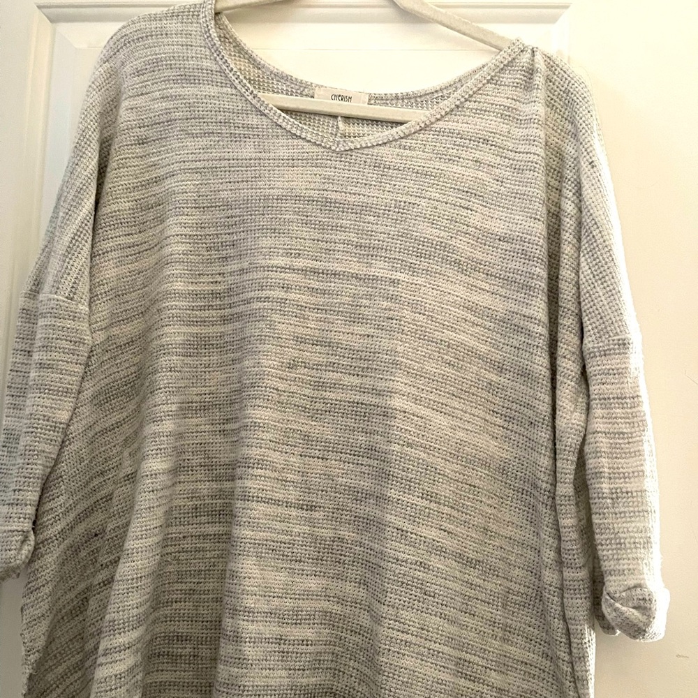 Pink Lily Cherish Oversized Grey Blouse